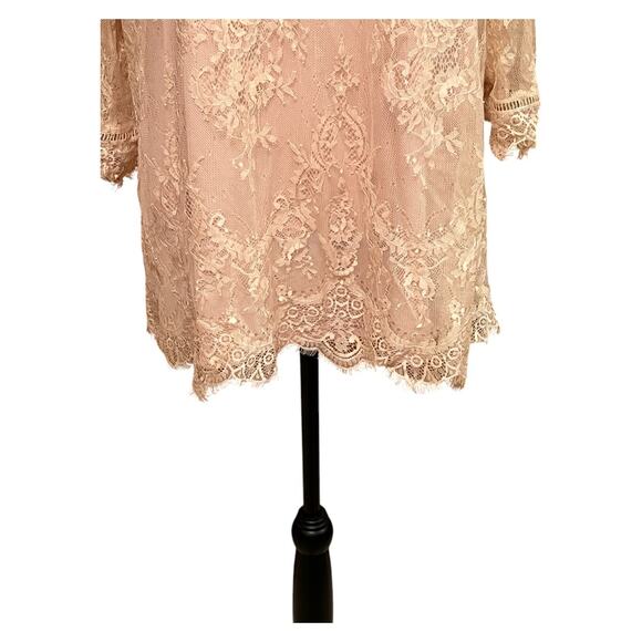 Ultra Pink Lace 3/4 Sleeve Blouse Size 1X - Picture 2 of 9